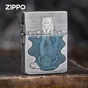 ZIPPO/之宝打火机千语1935熏银拉丝心有猛虎防风原装正品收藏送礼