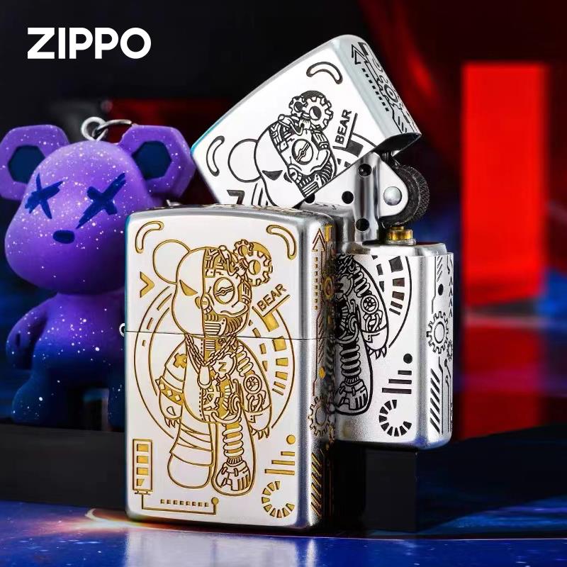 ZIPPO打火机原装正版磨砂潮玩机械熊 送男士之宝煤油防风个性火机