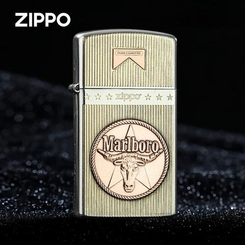 ZIPPO清风1605镶嵌花牛万宝路