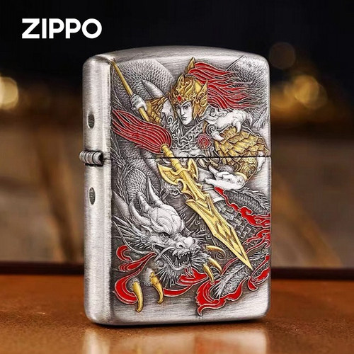 ZIPPO熏银浮雕常山赵子龙