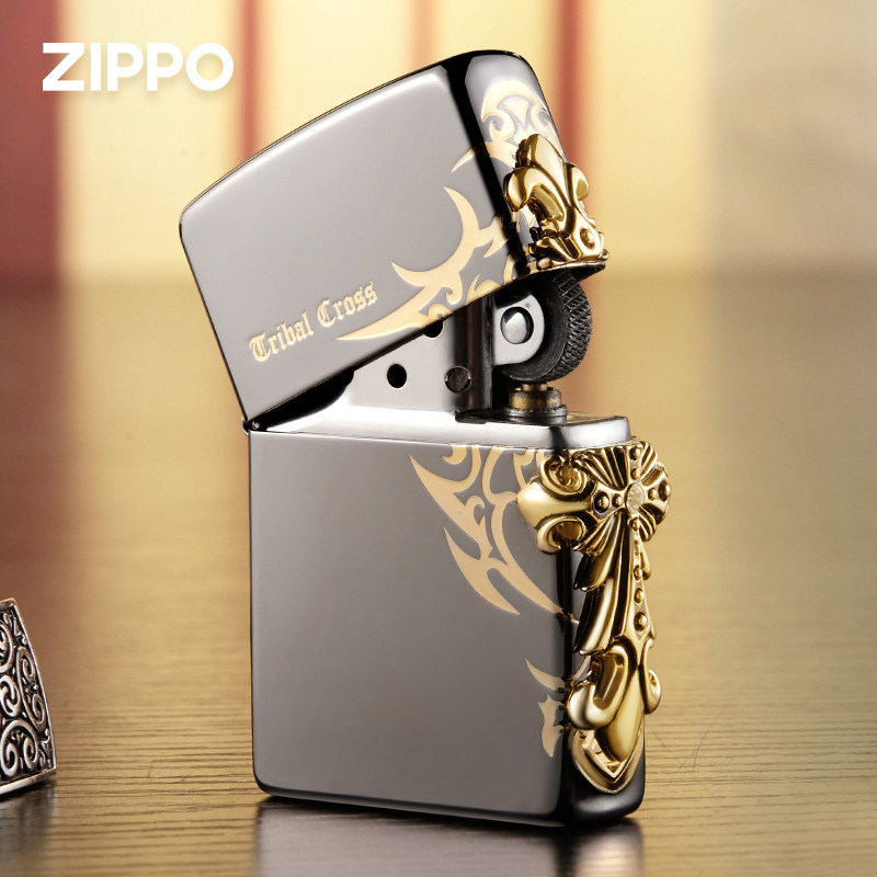 ZIPPO/之宝打火机韩版贴章侧十字架防风经典原装正品收藏送礼男士