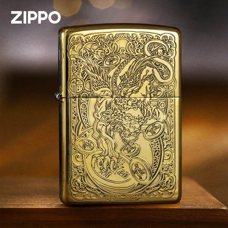 Zippo/之宝蚊版五面貔貅纯铜盔甲