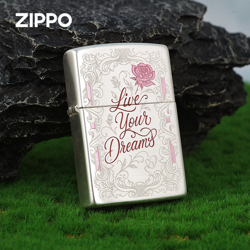 ZIPPO珍珠银精雕心动信号