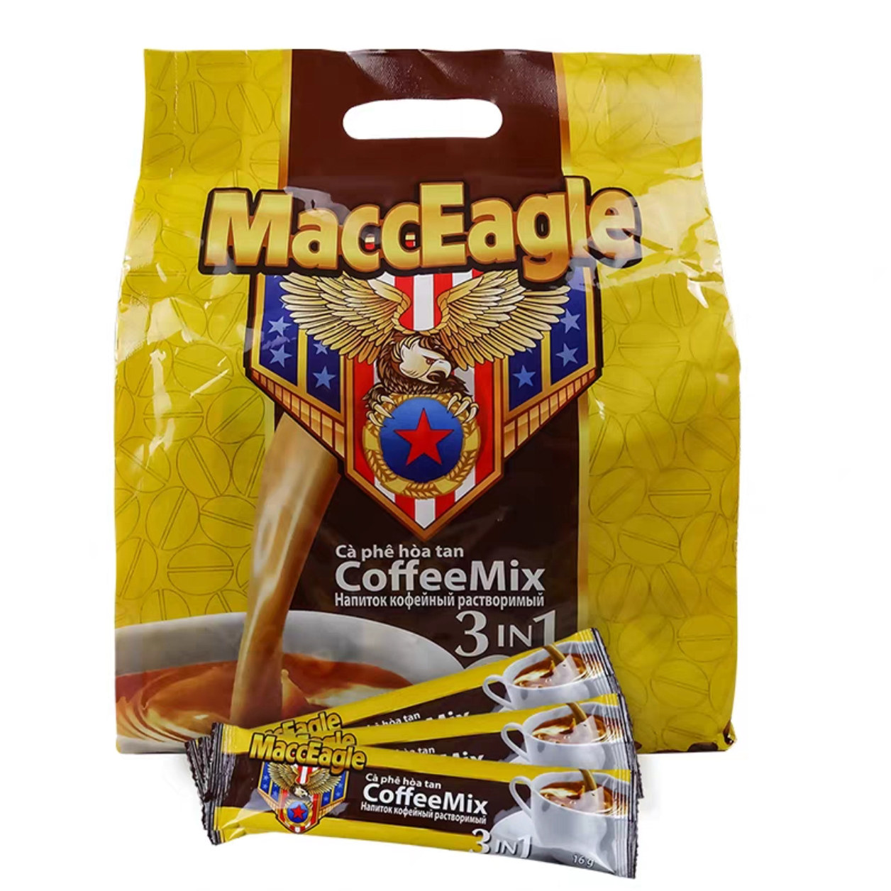 包邮越南进口MaccEagIe黄金鹰三合一速溶咖啡桶装袋装