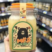 俄罗斯捕蜜熊牌远东熊椴树蜜结晶蜜1000克