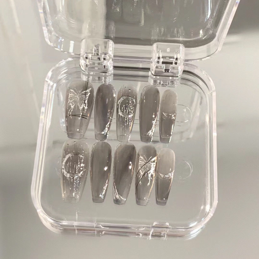 33【迷雾蝴蝶】手工穿戴甲片新款鎏金蝴蝶魔镜粉款美甲贴片,彩妆/香水/美妆工具,穿戴甲/甲片,淘宝优惠券,粉丝福利购,淘宝优惠卷