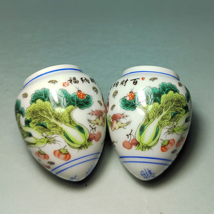 百财纳福鸡心画眉对杯景德镇陶瓷鸟食罐中号画眉罐鸟笼用具鸟食缸