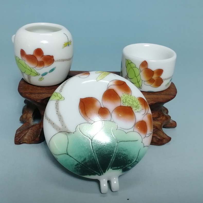 三件套绣眼鸟杯鸟食罐瓷景德镇鸟缸鸟食盒/绣眼缸/鸟笼配件swa048