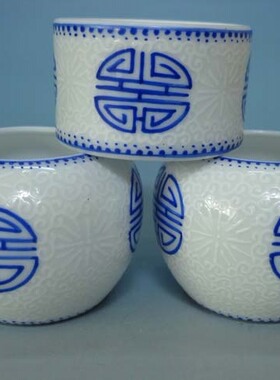 全手工玻璃丝白寿字百灵鸟食罐/鸟食缸/百灵罐/百灵食缸/SWE025