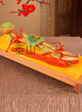 景泰蓝桃木一枝独秀如意摆件