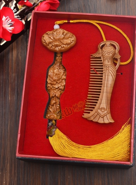 泰山桃木王手工编织流苏摆件