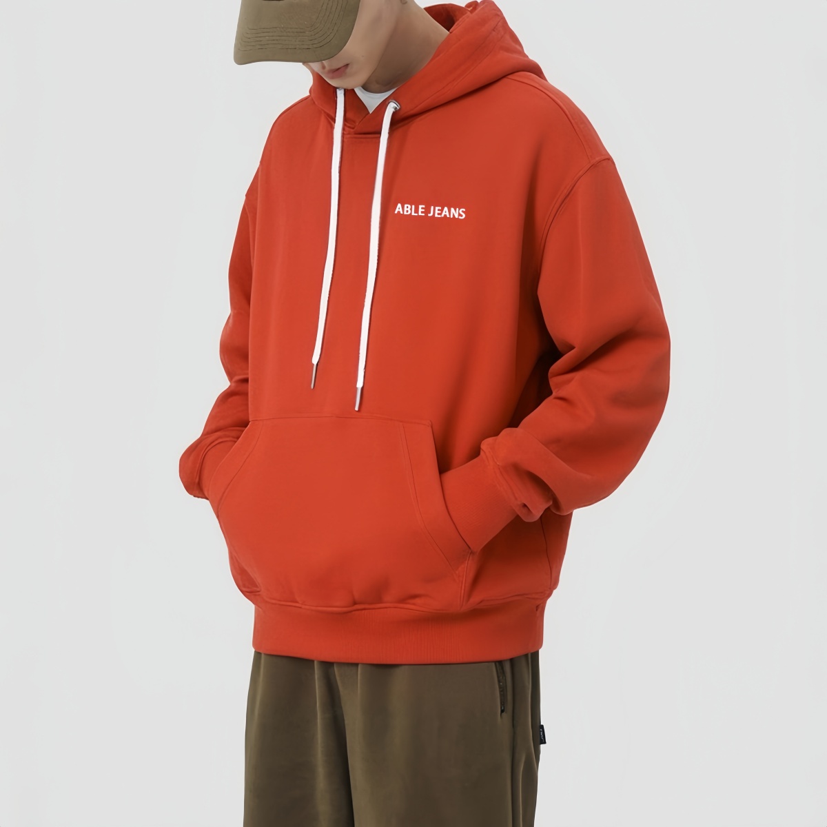 加绒加厚中国红男女秋冬连帽卫衣