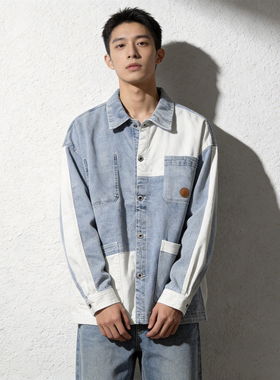 ABLE JEANS男夹克休闲做旧天丝牛仔衬衫男女休闲外套青年宽松秋季