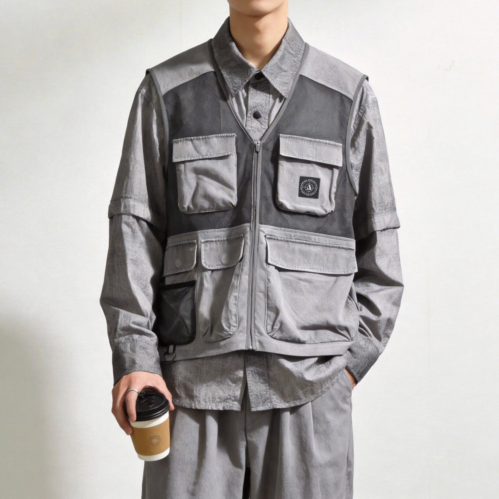 【一衣四穿】ABLE JEANS两件套机能背心衬衫设计师夹克口袋外套潮