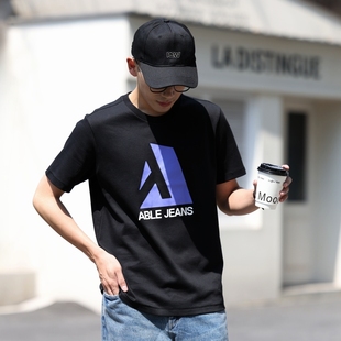 t恤凉感黑色圆领SONORA短T夏季 JEANS男体恤索罗娜短袖 ABLE 25新款