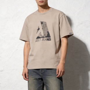 宽松圆领纯棉夏季 孤品样衣ABLE 体恤潮流印花体恤衫 男士 JEANS短袖