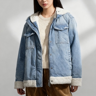 ABLE 潮流街头百搭外套羊羔绒拼接潮流夹克 JEANS男女牛仔棉服冬季