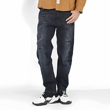 秋冬3D BAGGY男牛仔裤ABLE JEANS宽松直筒裤潮流破洞厚款男长裤子