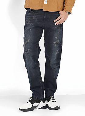 秋冬3D BAGGY男牛仔裤ABLE JEANS宽松直筒裤潮流破洞厚款男长裤子