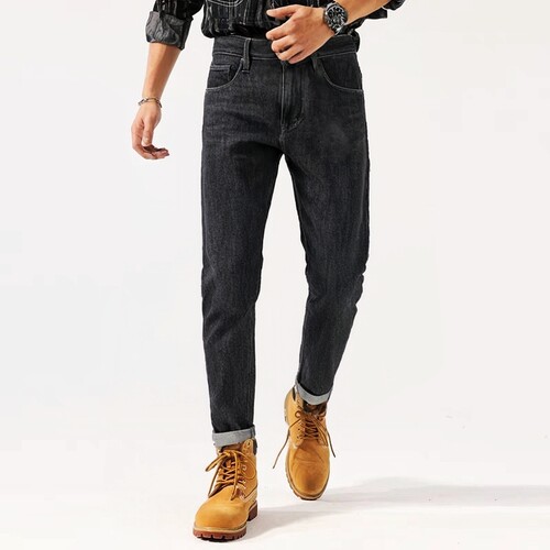 新款ABLEJEANS男牛仔裤修身五袋