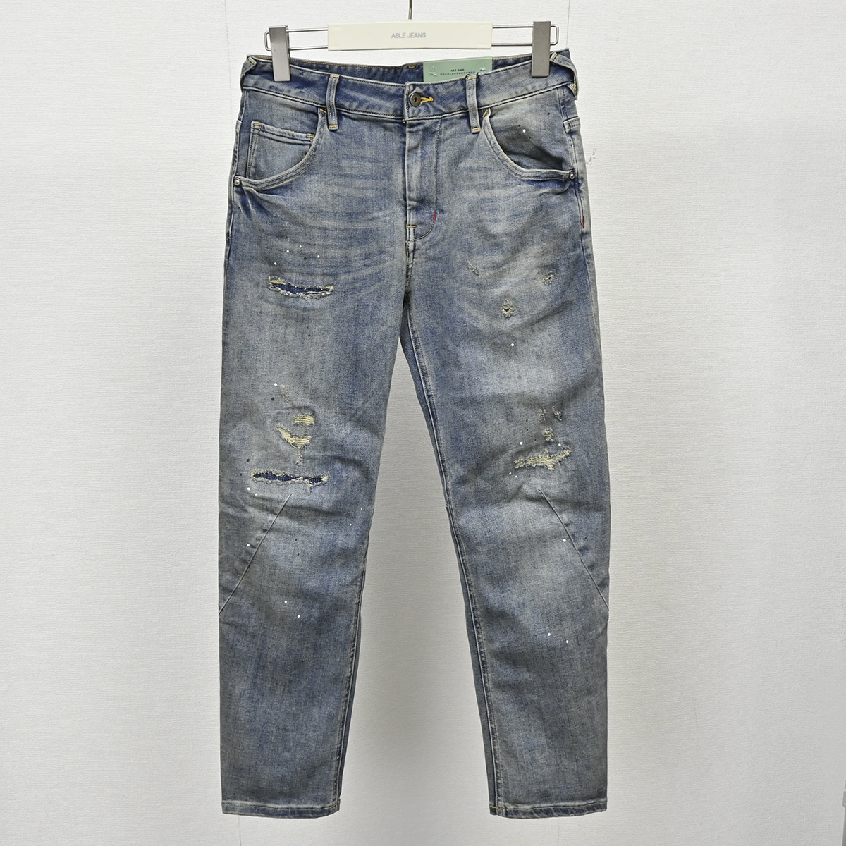 四季牛仔裤ABLEJEANS女士水洗做旧破洞泼墨立体锥形裤BF男朋友裤