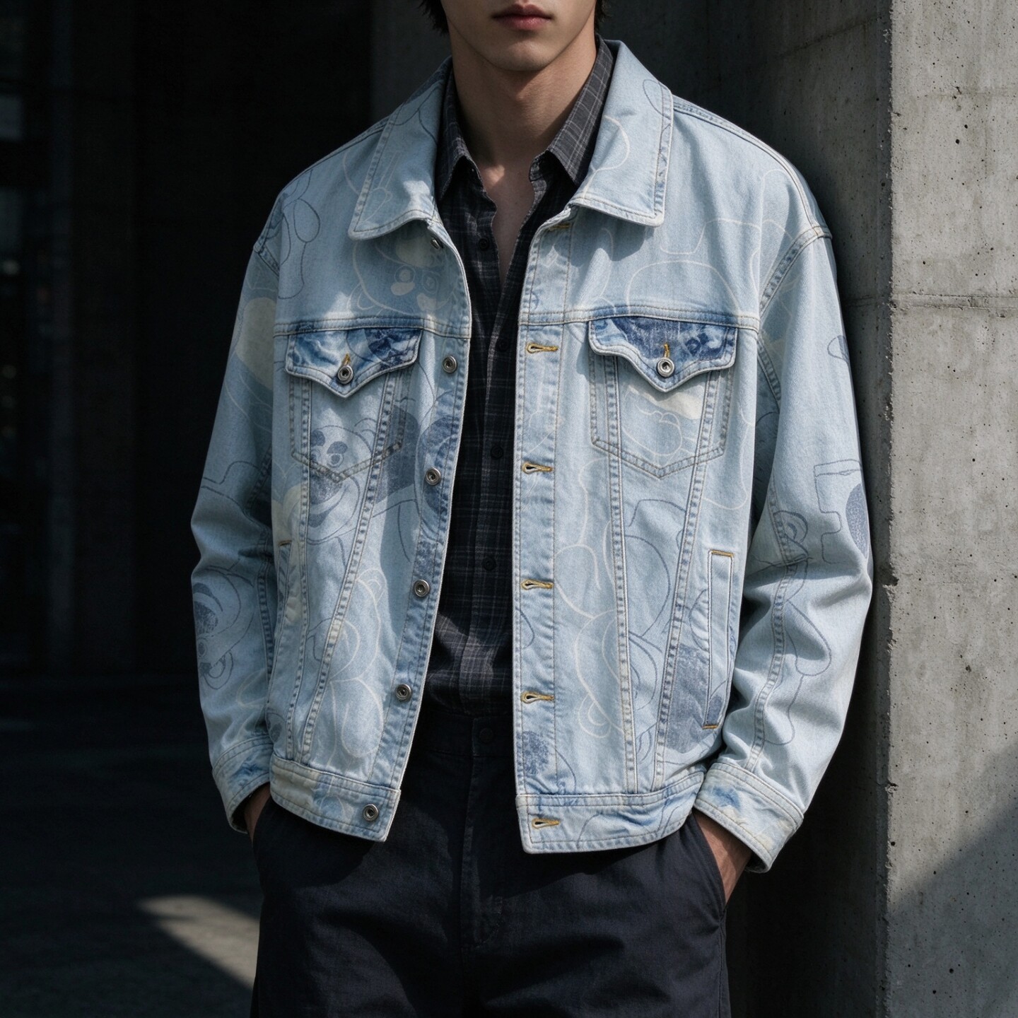 ABLEJEANS男女同款印花牛仔夹克