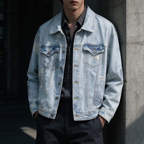 ABLEJEANS男女同款印花牛仔夹克