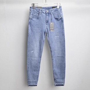 九分铅笔裤 JEANS水洗小脚裤 ABLE 女士中腰紧身弹力提臀牛仔裤