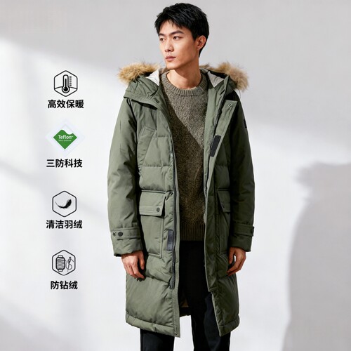 户外三防长款男士羽绒服防风保暖