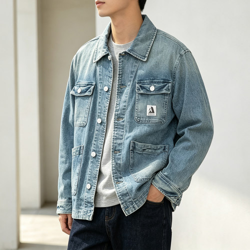 ABLEJEANS工装多口袋牛仔夹克男