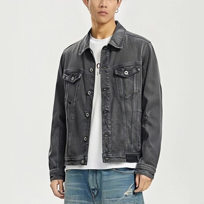 ABLEJEANS秋季水洗灰色牛仔夹克