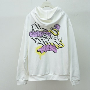 绣花套头衫 水洗连帽印花卫衣潮流时尚 春秋冬 jeans男女同款 able