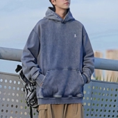 连帽男女高街潮情侣套头衫 加厚460G重磅秋冬卫衣RE美式 做旧宽松版