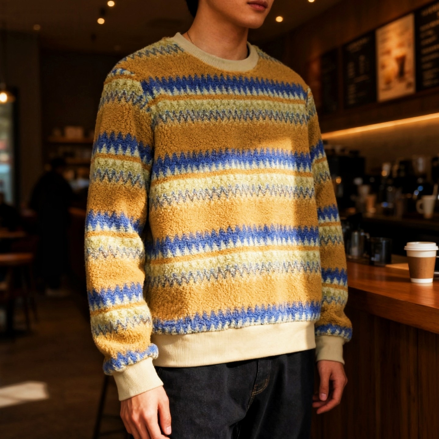 REW新款复合羊羔绒男女卫衣厚款