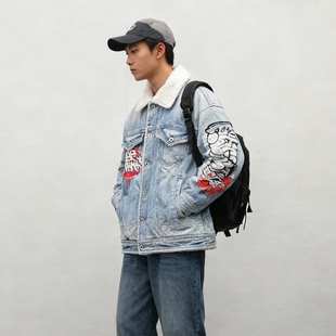 省1000 jeans男女上衣厚牛仔羊羔绒棉衣外套棉夹克 牛仔棉服able