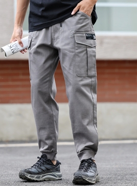 ABLE JEANS男休闲裤束脚裤春季运动工装灰色长裤ROVIC美式军旅裤