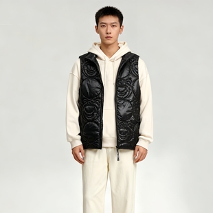 草莓熊绗棉背心ABLE JEANS男女秋冬上衣防泼水立领黑白色棉马甲潮