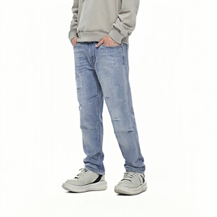 JEANS男长裤 新款 春秋牛仔裤 ABLE 潮流水洗破洞宽松立体剪裁滑板裤