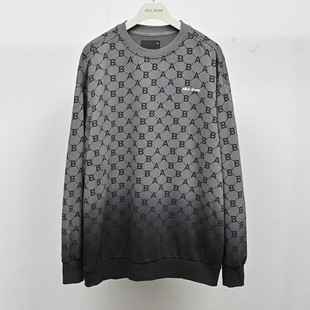 ABLE 渐变色做旧风AB字母提花圆领卫衣宽松套头上衣 JEANS男女同款