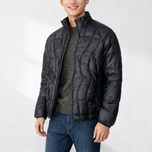 RE样衣90绒羽绒服可收纳轻便男女绗线排骨纯色百搭棉服轻薄外套