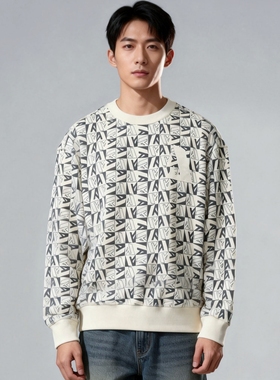 特价印花圆领卫衣春秋ABLE JEANS男女上衣纯棉潮流减龄青年套头衫