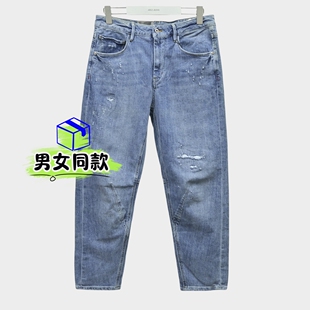 九分裤 男女同款 中性休闲破洞潮流显瘦锥形裤 JEANS新款 牛仔裤 ABLE