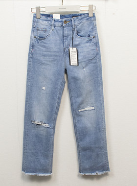 ABLE，JEANS破洞水洗牛仔裤