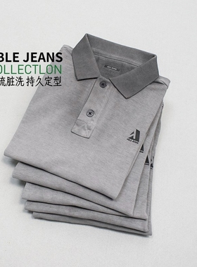 ABLE JEANS男短袖POLO衫夏季翻领修身潮流体恤衫纯棉深灰色保罗衫