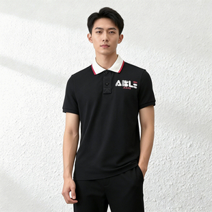 ABLE 夏季 短袖 翻领POLO衫 JEANS男T恤黑色纯棉休闲潮流青年保罗衫