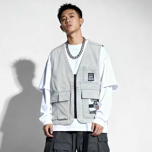 ABLEJEANS休闲宽松牛仔工装马甲