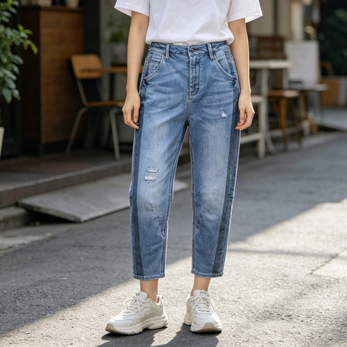 ABLEJEANS女牛仔裤八分妈咪裤