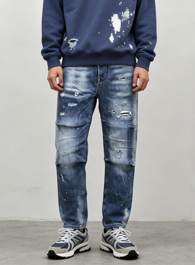 3D BAGGY潮流ABLE JEANS男牛子裤破洞水洗宽松锥形裤中腰男牛仔裤
