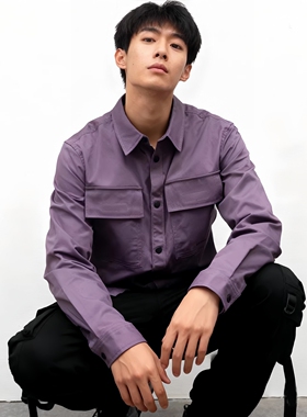 纯棉高级感工装衬衫ABLE JEANS男休闲外套夹克型长袖衬衣青年时尚