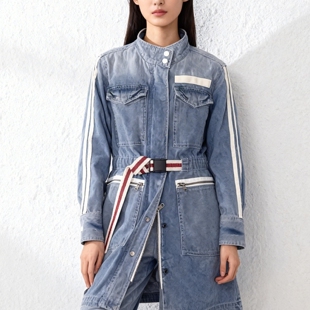 ABLE JEANS女外套春季 立领束腰牛仔风衣中长夹克休闲 38节福利